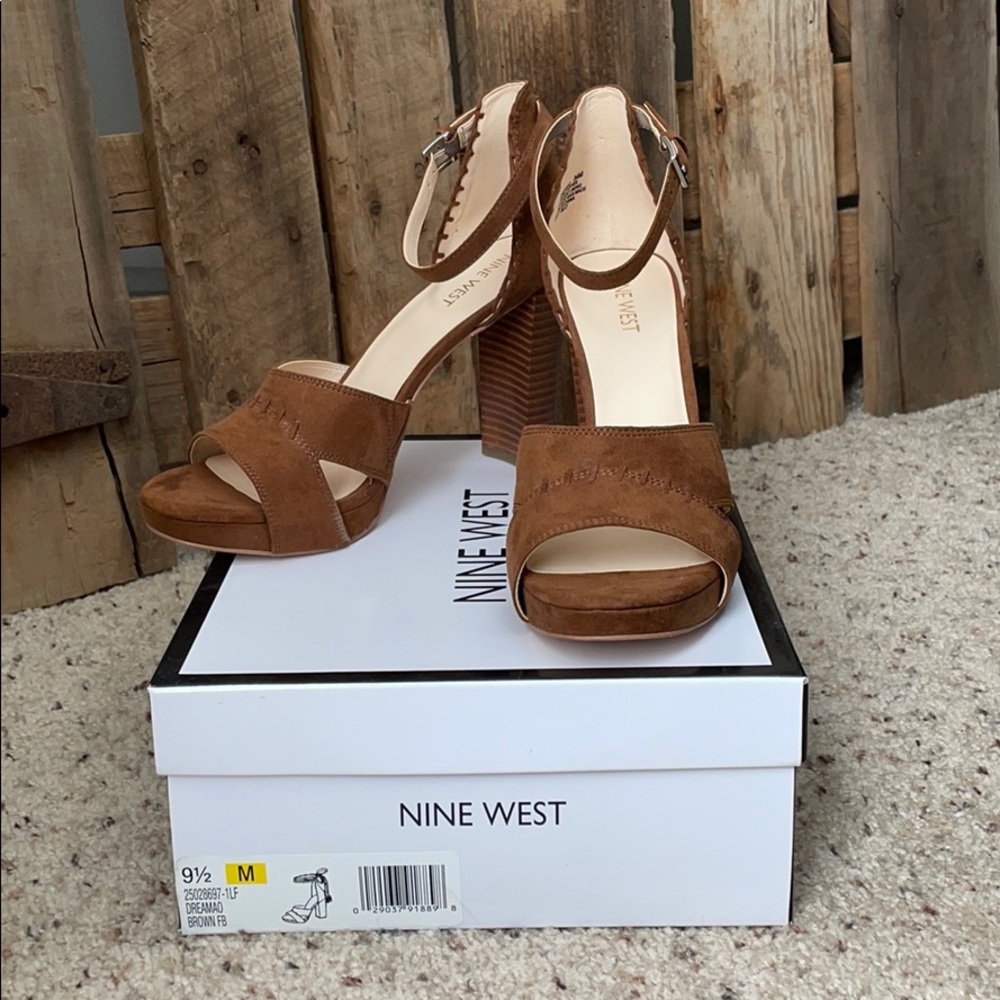 Nine West Brown Suede Platform Heel